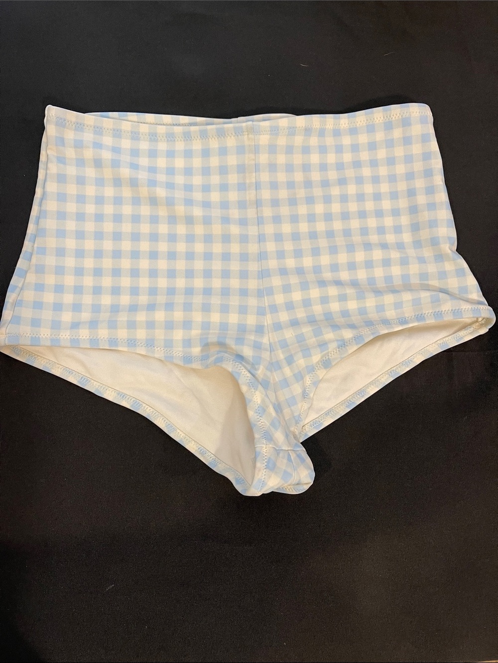 Kona Sol Pale Blue and White Gingham Swim Shorts